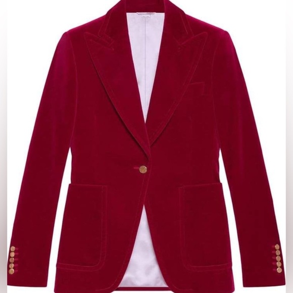 Gucci Red Velvet single-breasted jacket blazer - Picture 1 of 4